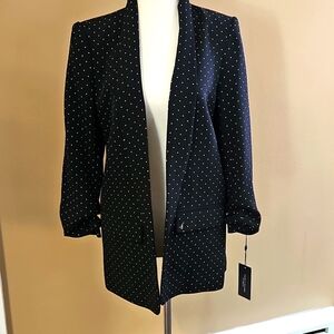 NWT TOMMY HILFIGER Black Blue Polka Dot Blazer Size 4